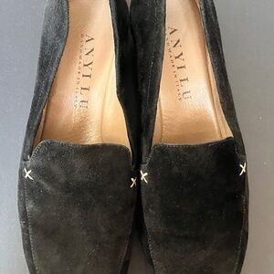 Anyi Lu Gabby Black Nappa/Suede Loafers